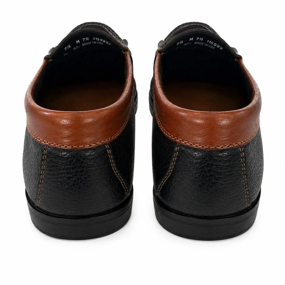 Bass Weejuns Kiltie Tassel Loafers Men 9.5 Black Brown Pebbled Leather Slip On